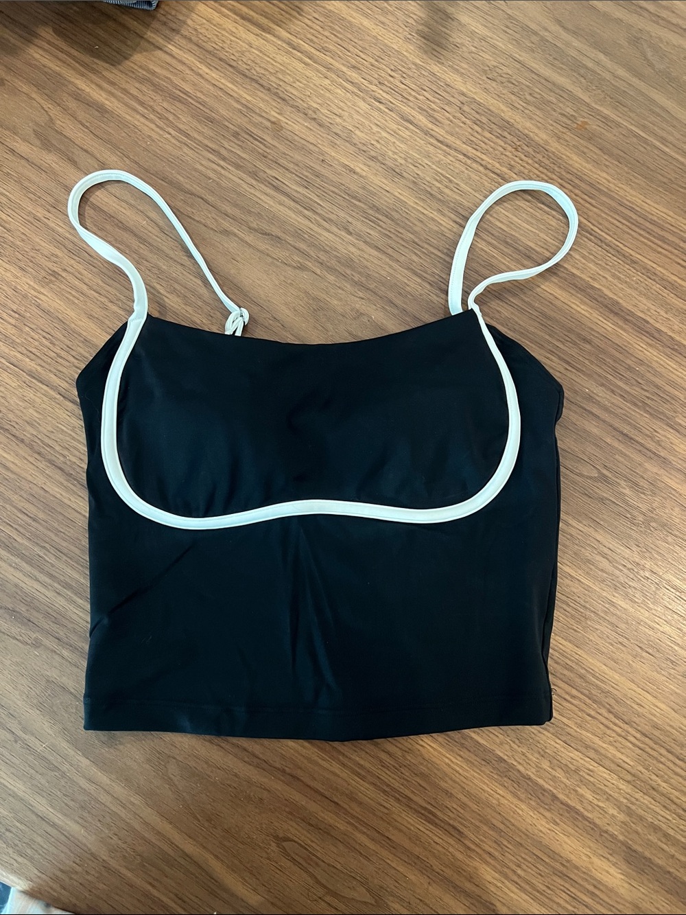 Gilly Hicks Black Crop Cami with White Piping